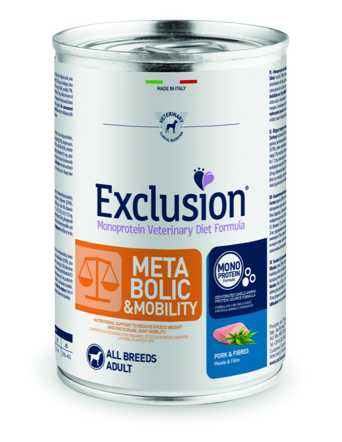 Exclusion Diet Metabolic & Mobility Small Breed Maiale e Fibre Cane 2 Kg